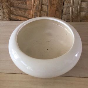 Vintage Porcelain Cream Planter 7" Wide 2” Shallow Succulent Small Plant MCM